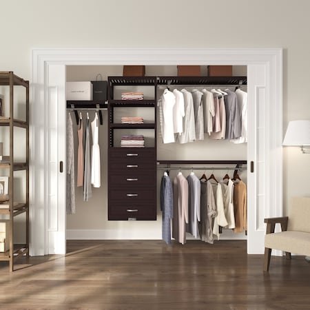 John Louis Home Solid Wood Walk-In Closet System with 5 Drawers Espresso JLH-381